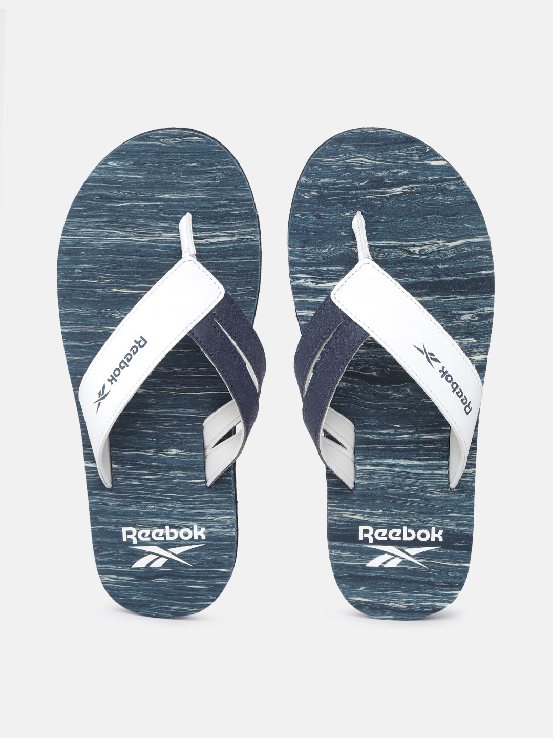 Reebok Men Blue & White Printed Hudson 2.0 Thong Flip-Flops