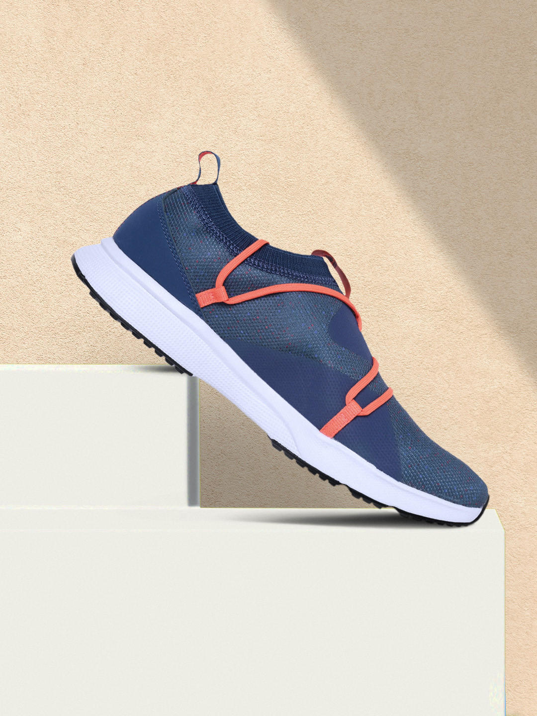 ADIDAS Men Navy & Red Woven Design Magnificeo Running Shoes