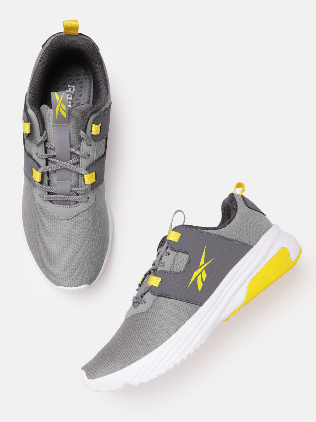 Reebok Men Grey Self Striped Coastland Running Shoes
