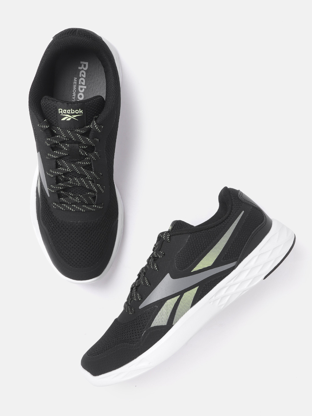 Reebok Men Black & Grey Woven Design Smart Trek Running Shoes