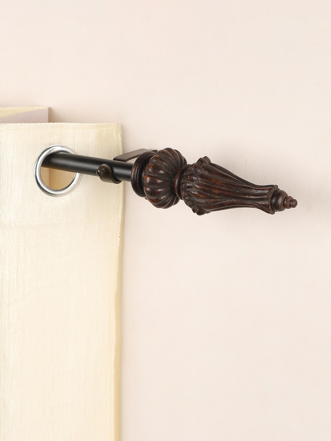 The Decor Mart Black & Brown Extendable Curtain Rod with Finial