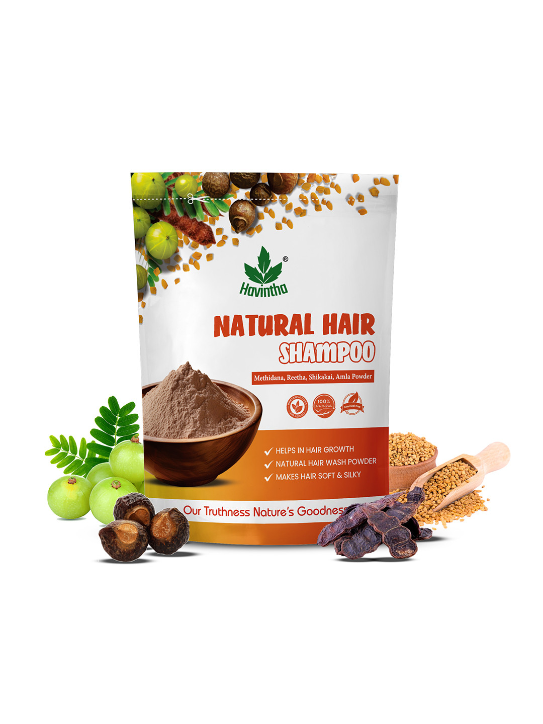 Natural Hair Shampoo With Amla, Reetha, Shikakai and Methi Dana Powder