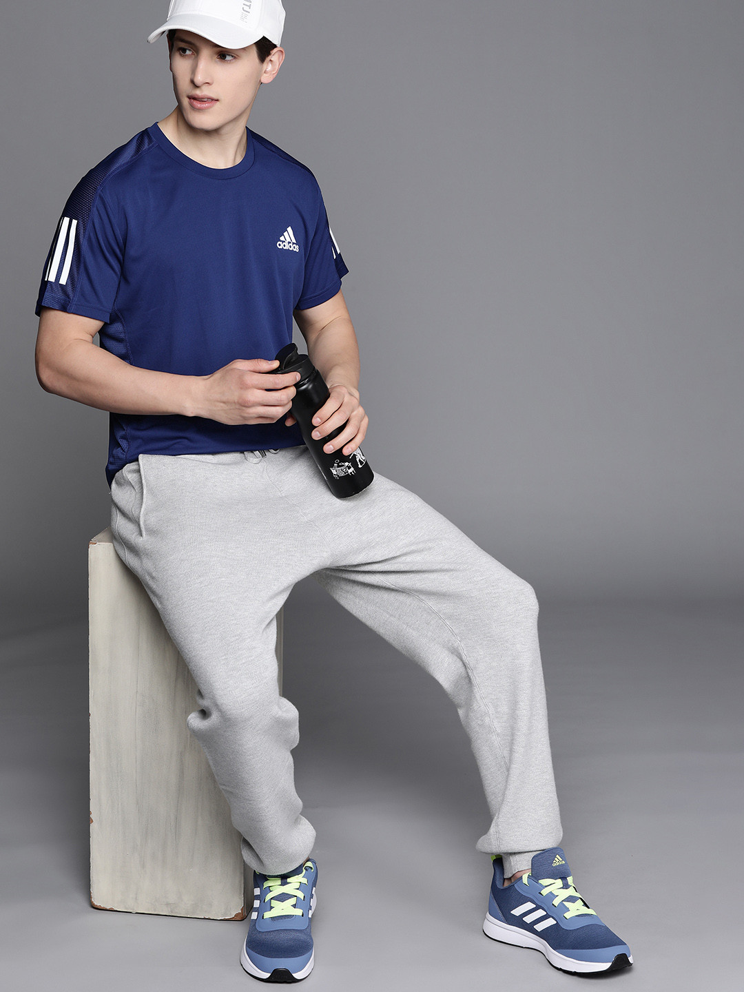 ADIDAS Men Blue Solid Own The Run Sustainable T-shirt