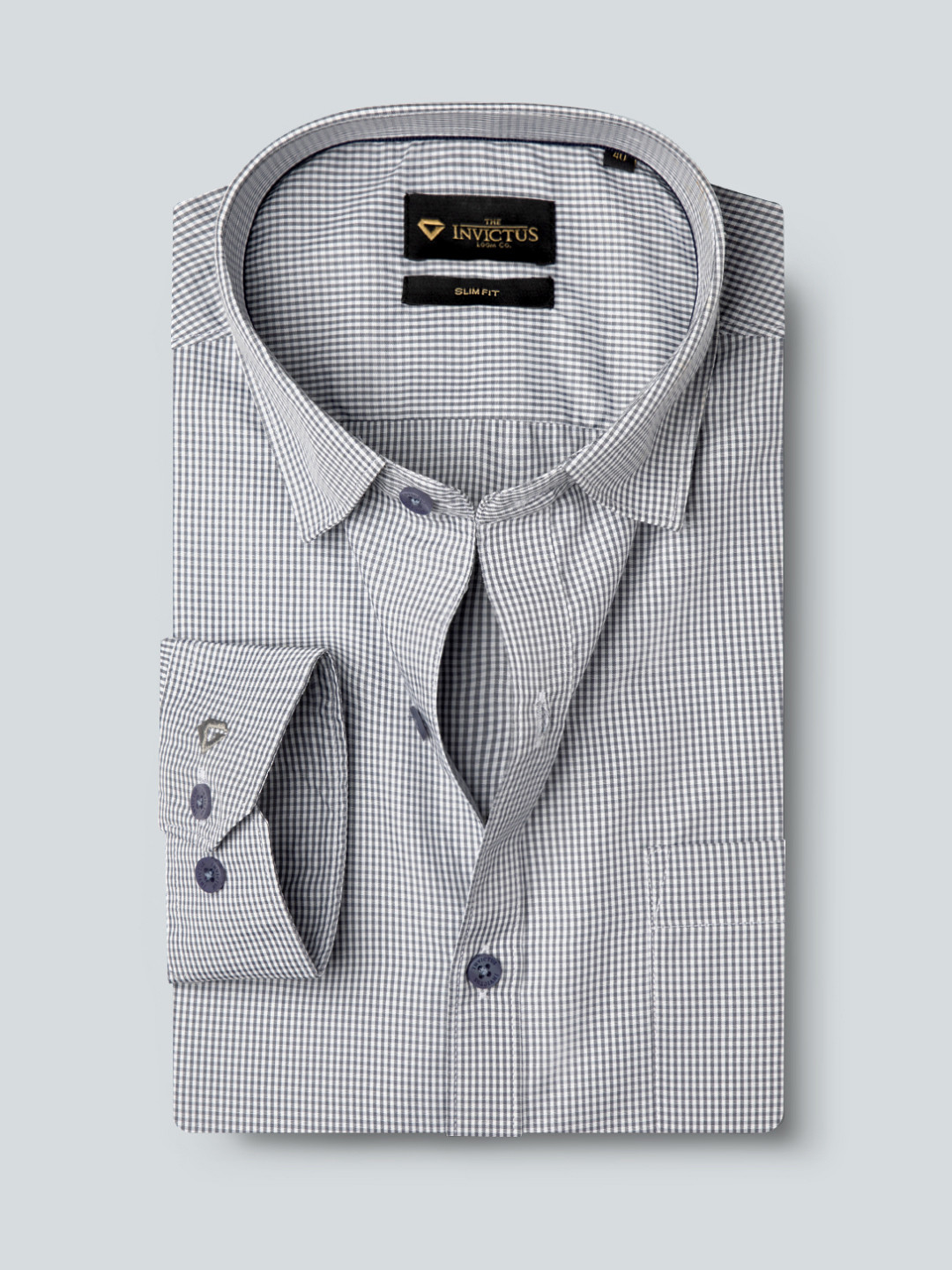 INVICTUS Men Grey Slim Fit Checked Shirt