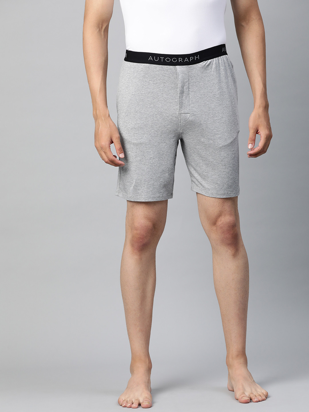Marks & Spencer Men Grey Melange Solid Lounge Shorts