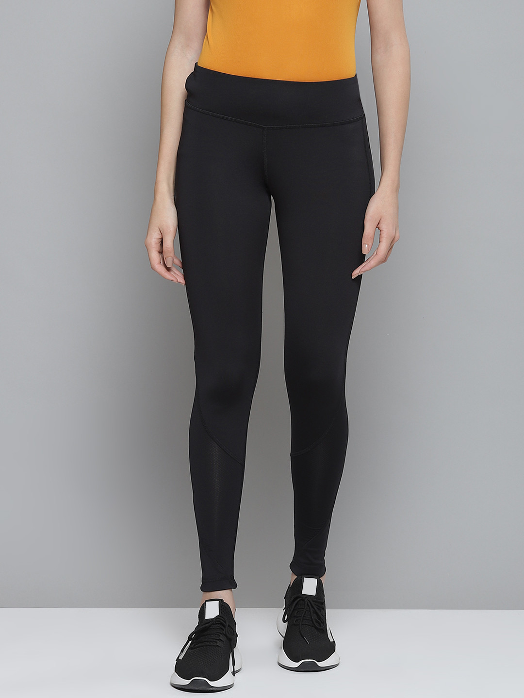Reebok Women Black WOR Mesh Tights