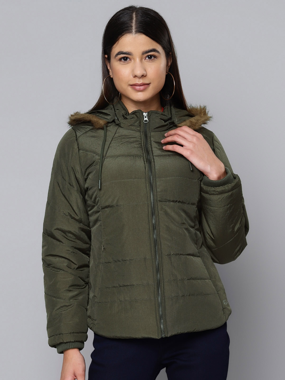 Olive green parka with fur trim hood new arrivals