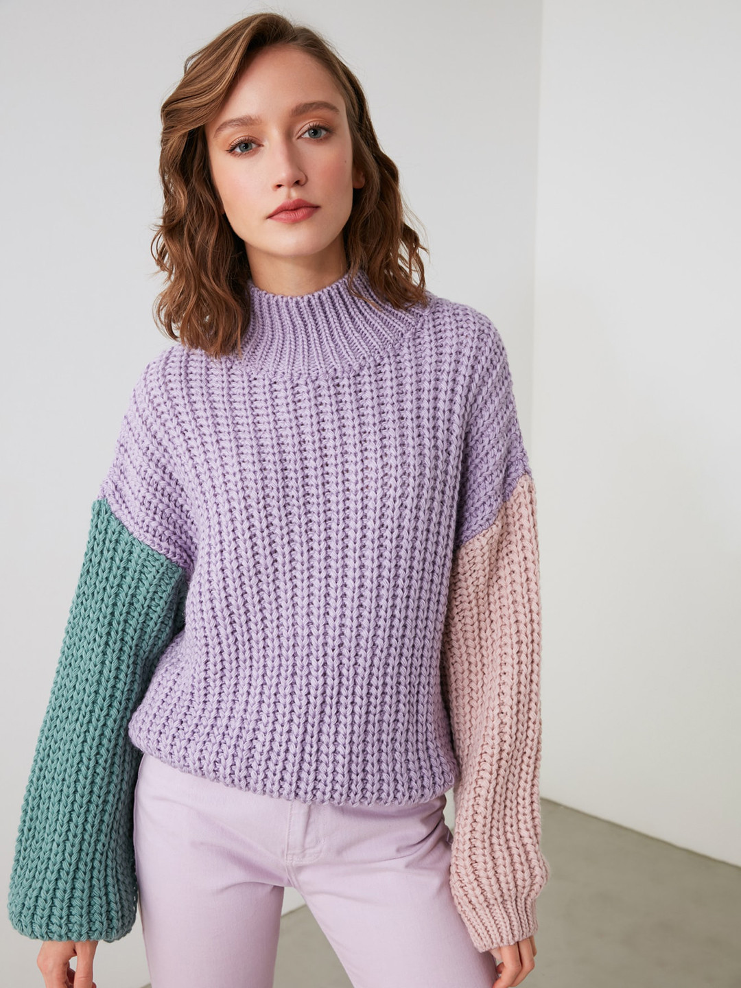 Trendyol Women Purple  Green Pullover