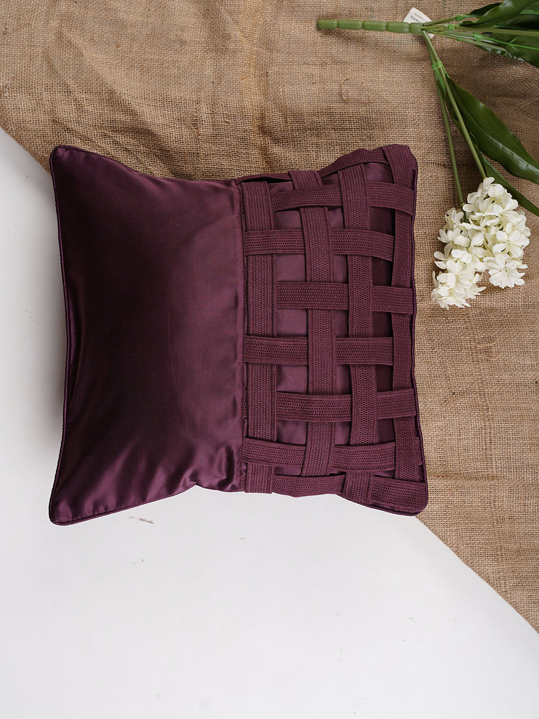 Folkstorys Magenta Satin Square Cushion Cover