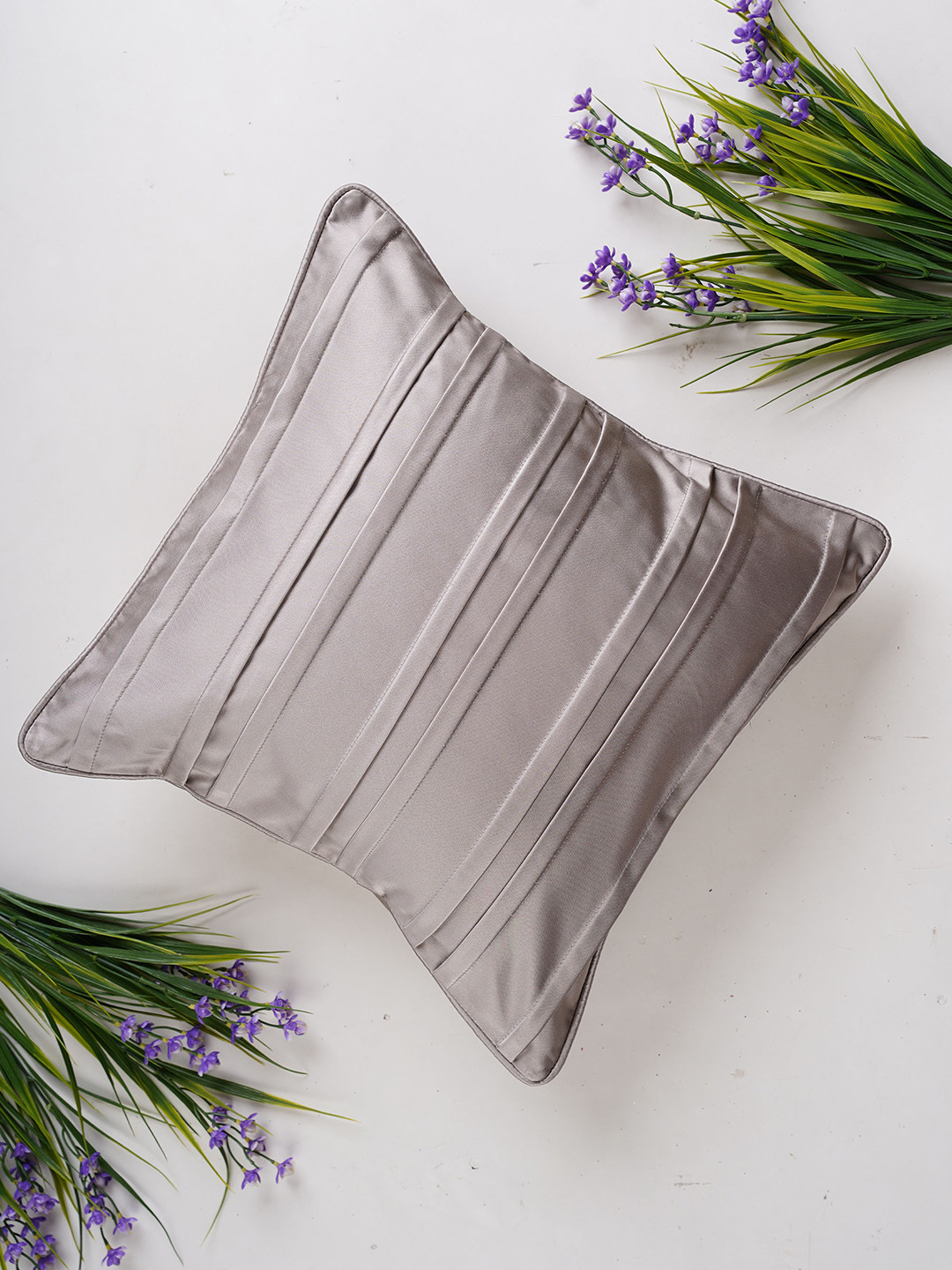 Folkstorys Grey Satin Square Cushion Covers