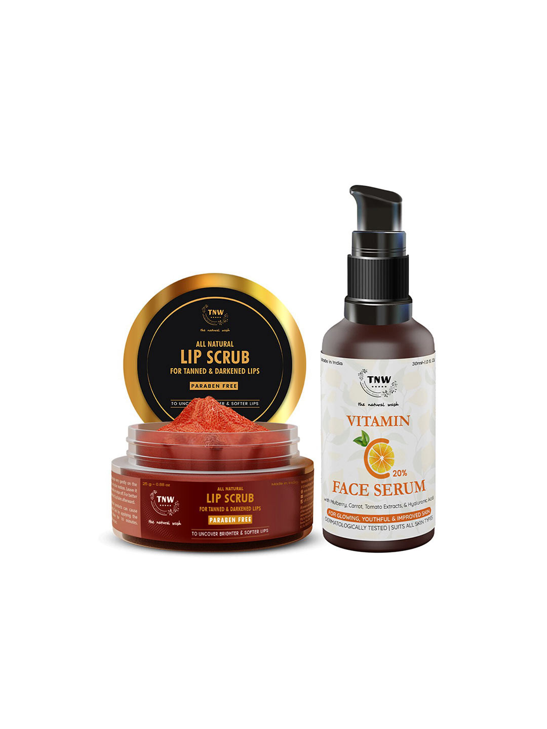 TNW The Natural Wash Combo of 2 Lip Scrub 25 Gm & Vitamin C Face Serum 30 ml