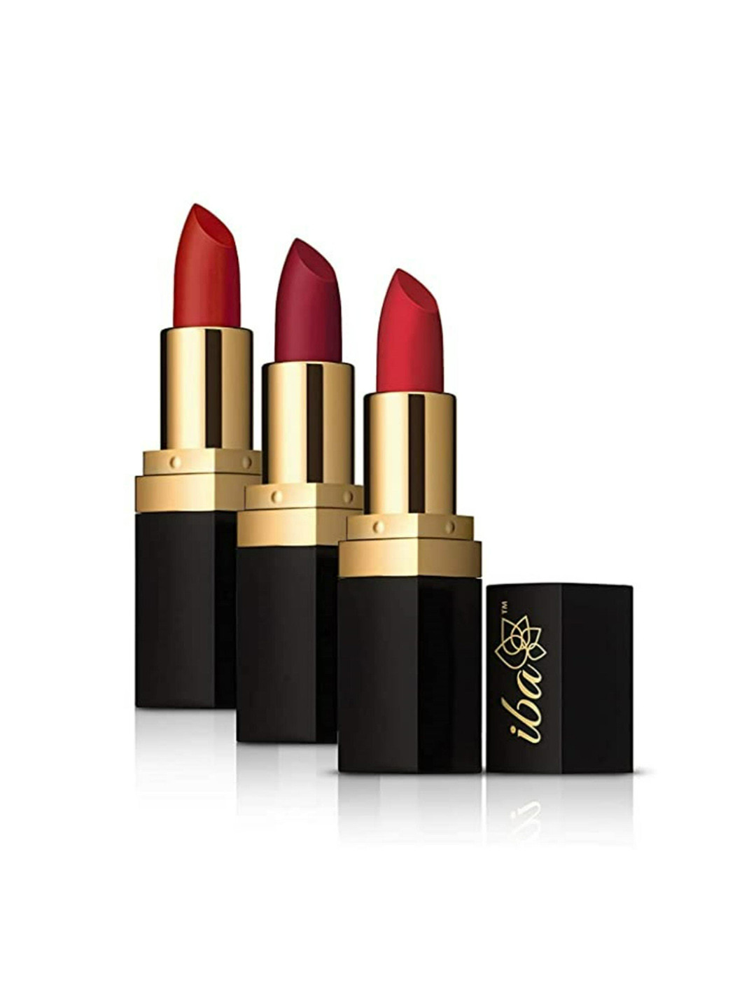 Iba Pack of 3 Lipstick Combo 5 -  Festive Red Matte Long Stay