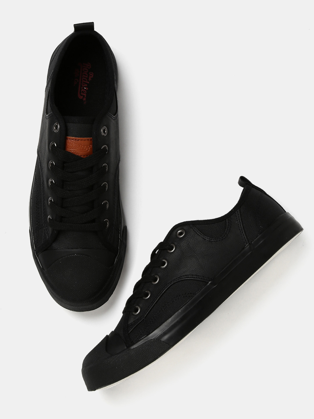Buy Roadster Men Black Solid Sneakers 