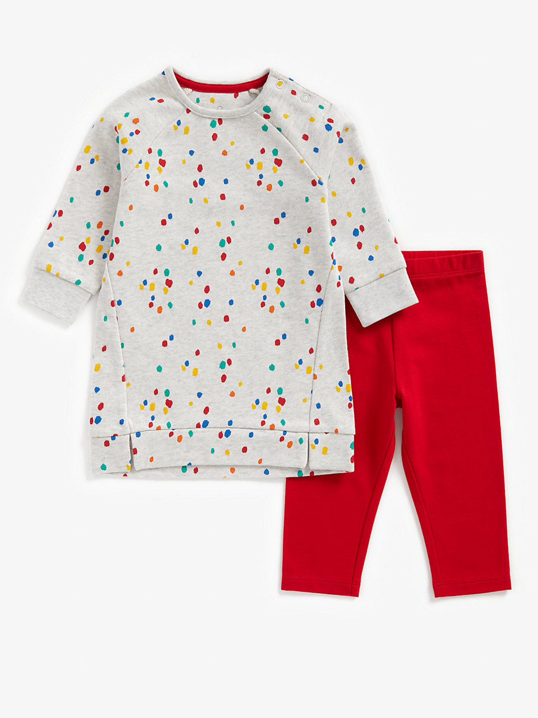 mothercare Girls Grey & Red Printed T-shirt with Leggings