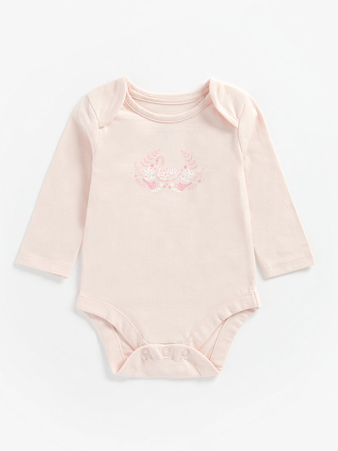 mothercare Girls Pink Floral Printed Pure Cotton Bodysuit