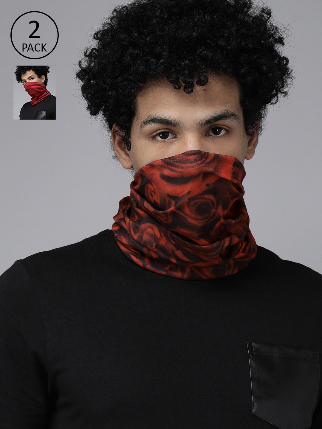 Roadster Unisex Pack of 2 Red Printed Neck Gaiters