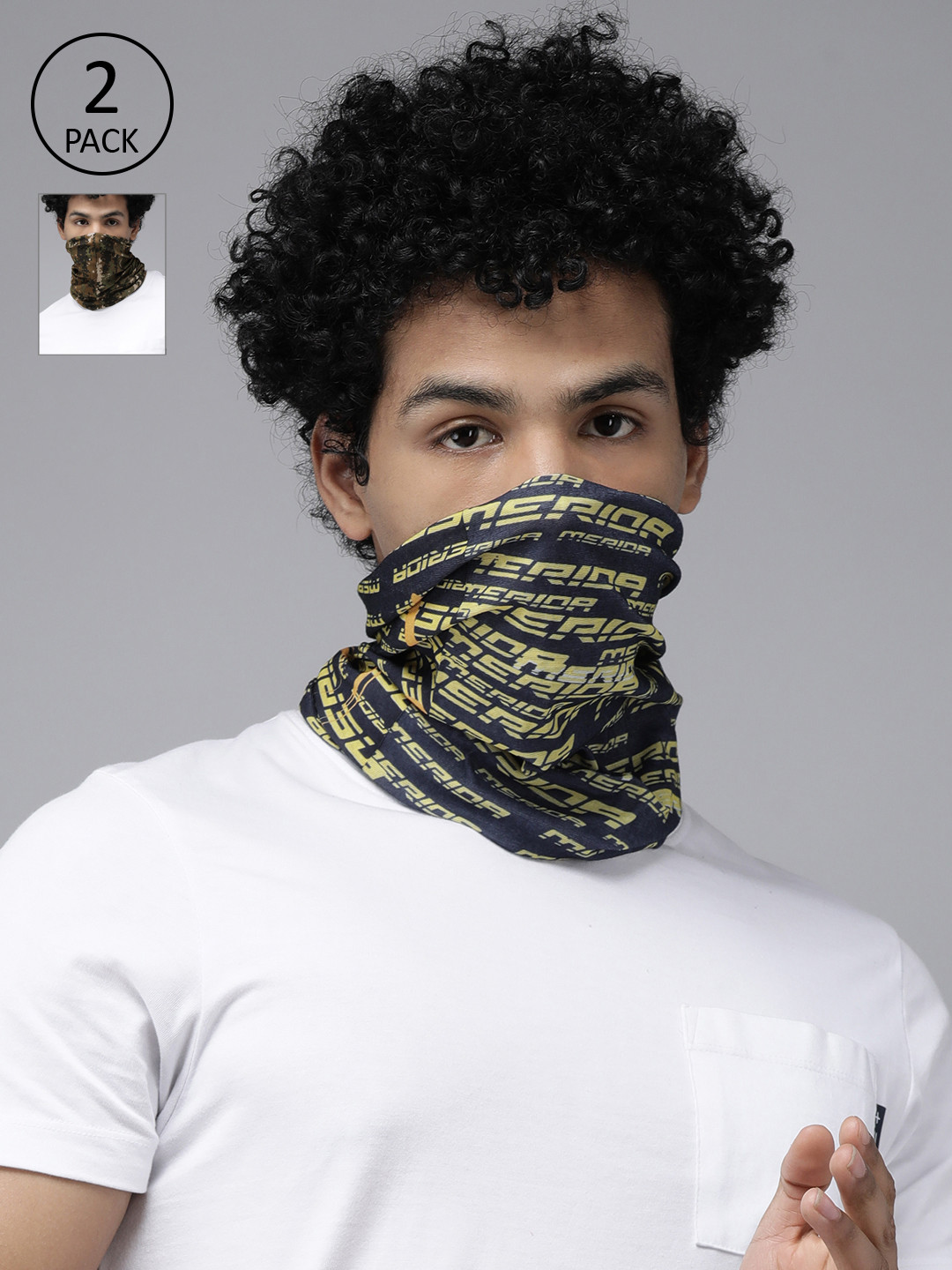 Roadster Unisex Pack Of 2 Brown & Navy Blue Printed Neck Gaiters