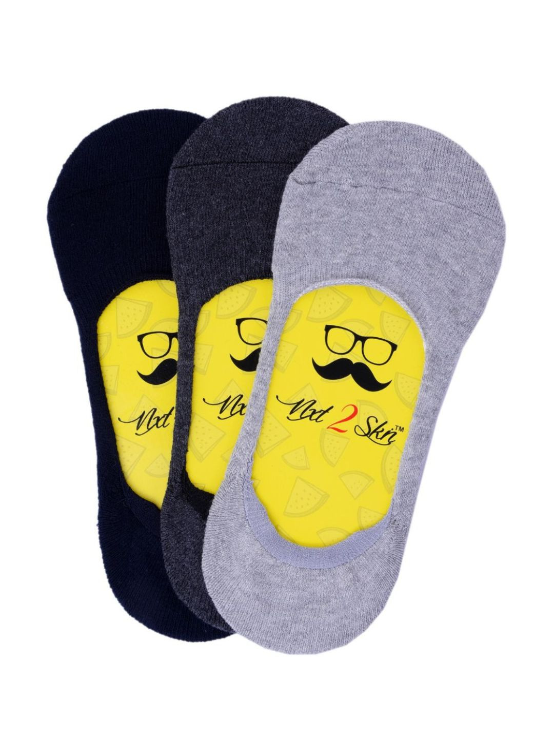 N2S NEXT2SKIN Men Pack Of 3 Assorted Turkish Cotton Shoe Liners