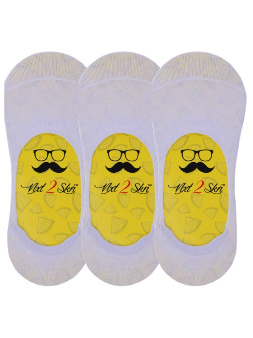 N2S NEXT2SKIN Men Pack Of 3 White Solid Cotton Shoe Liners