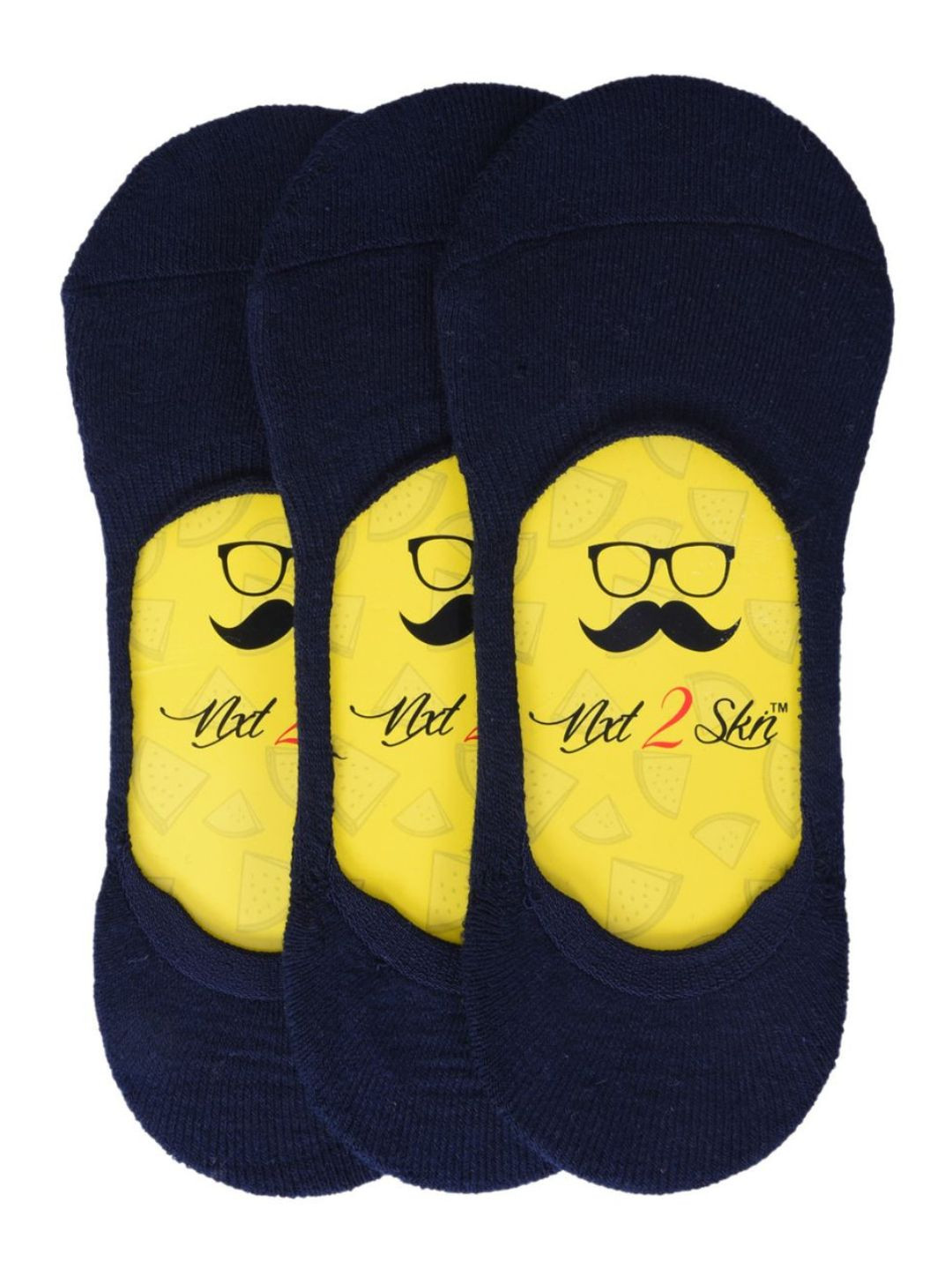N2S NEXT2SKIN Men Pack Of 3 Navy-Blue Solid Turkish Cotton Shoe Liners