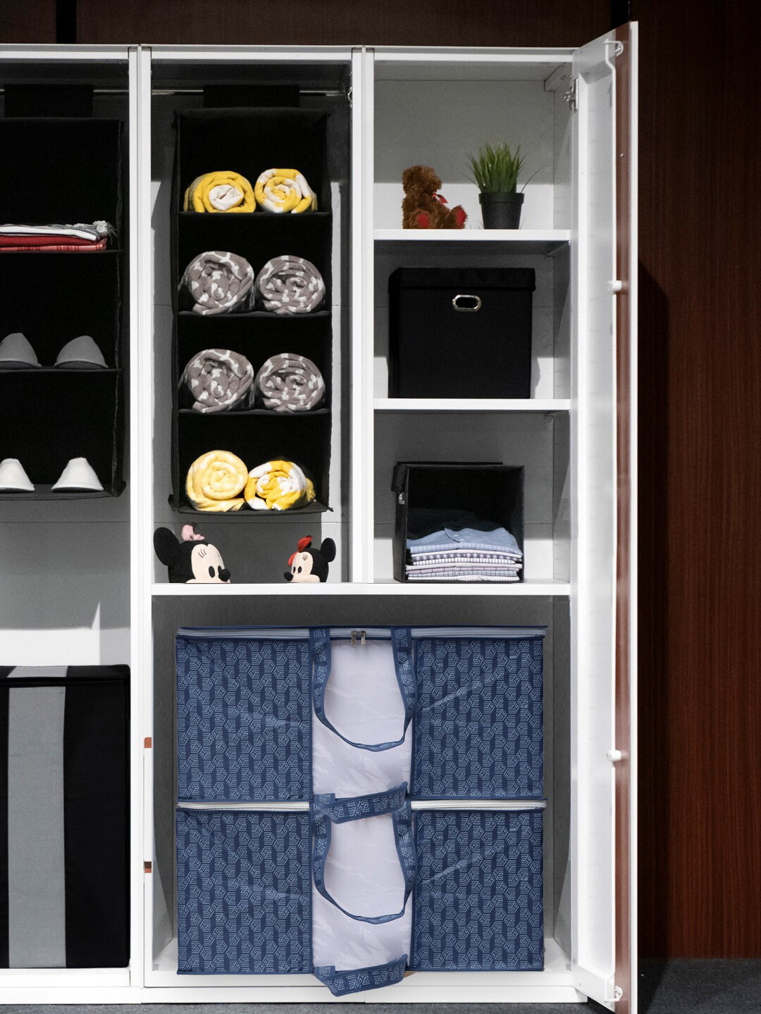 HOMESTRAP Set Of 6 Blue Printed Underbed Organizers