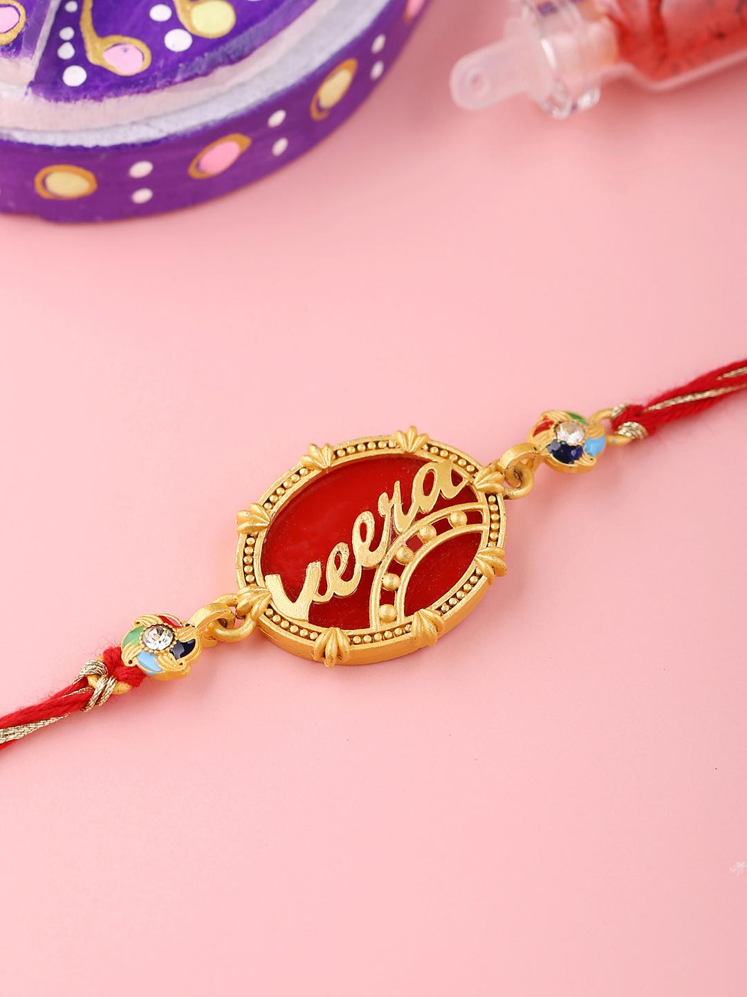 Designer Veera Enameled Rakhi With Roli Chaawal Pack | Voylla Rakhi