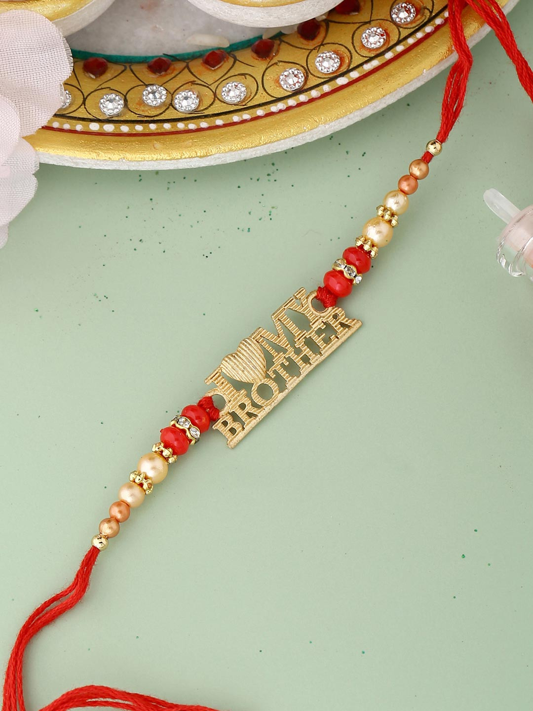 VoyllaI  Love My Brother Designer Rakhi with Roli Chaawal Pack