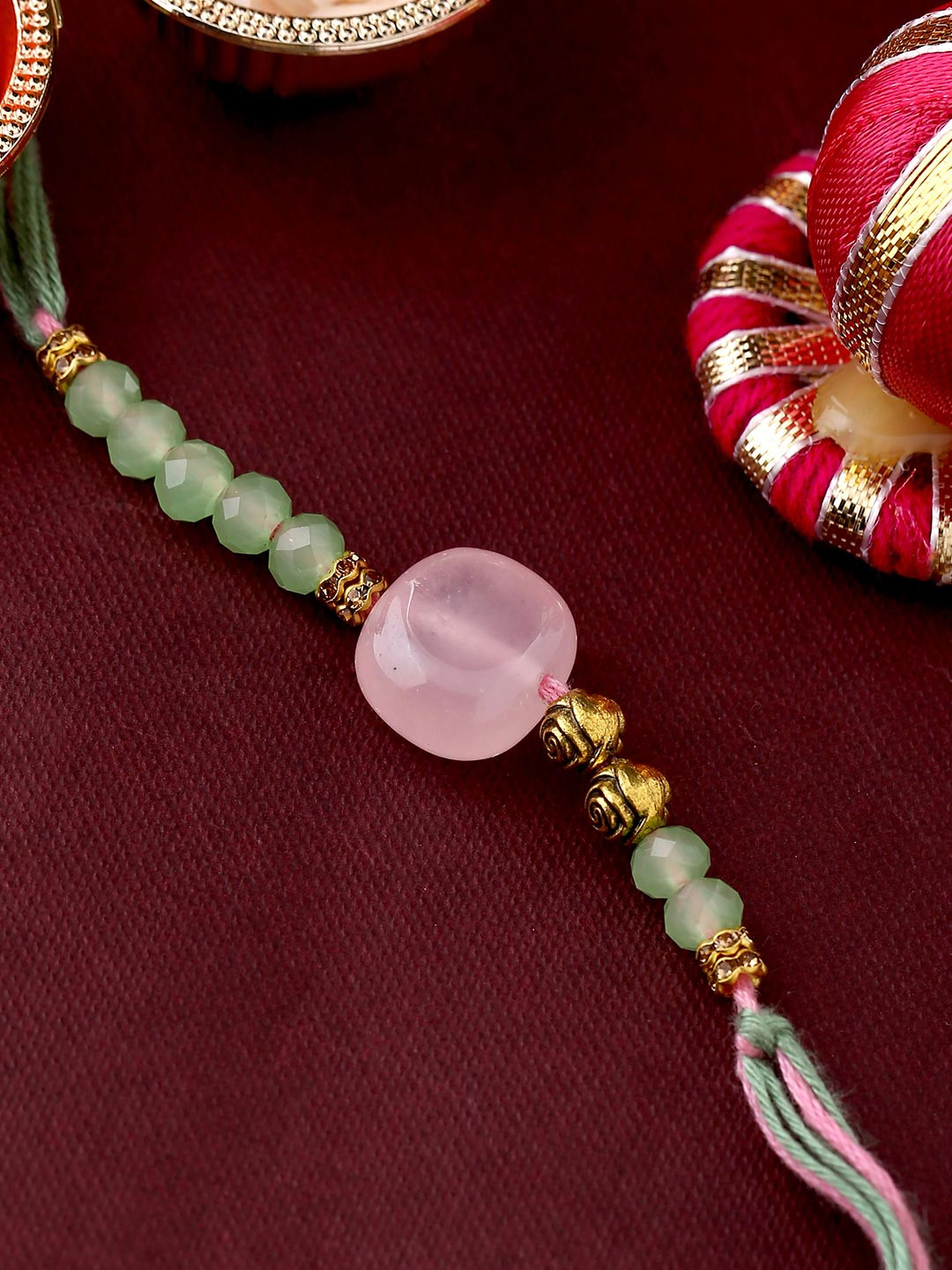 Designer Multicolored Thread Rakhi With Roli Chaawal Pack | Voylla