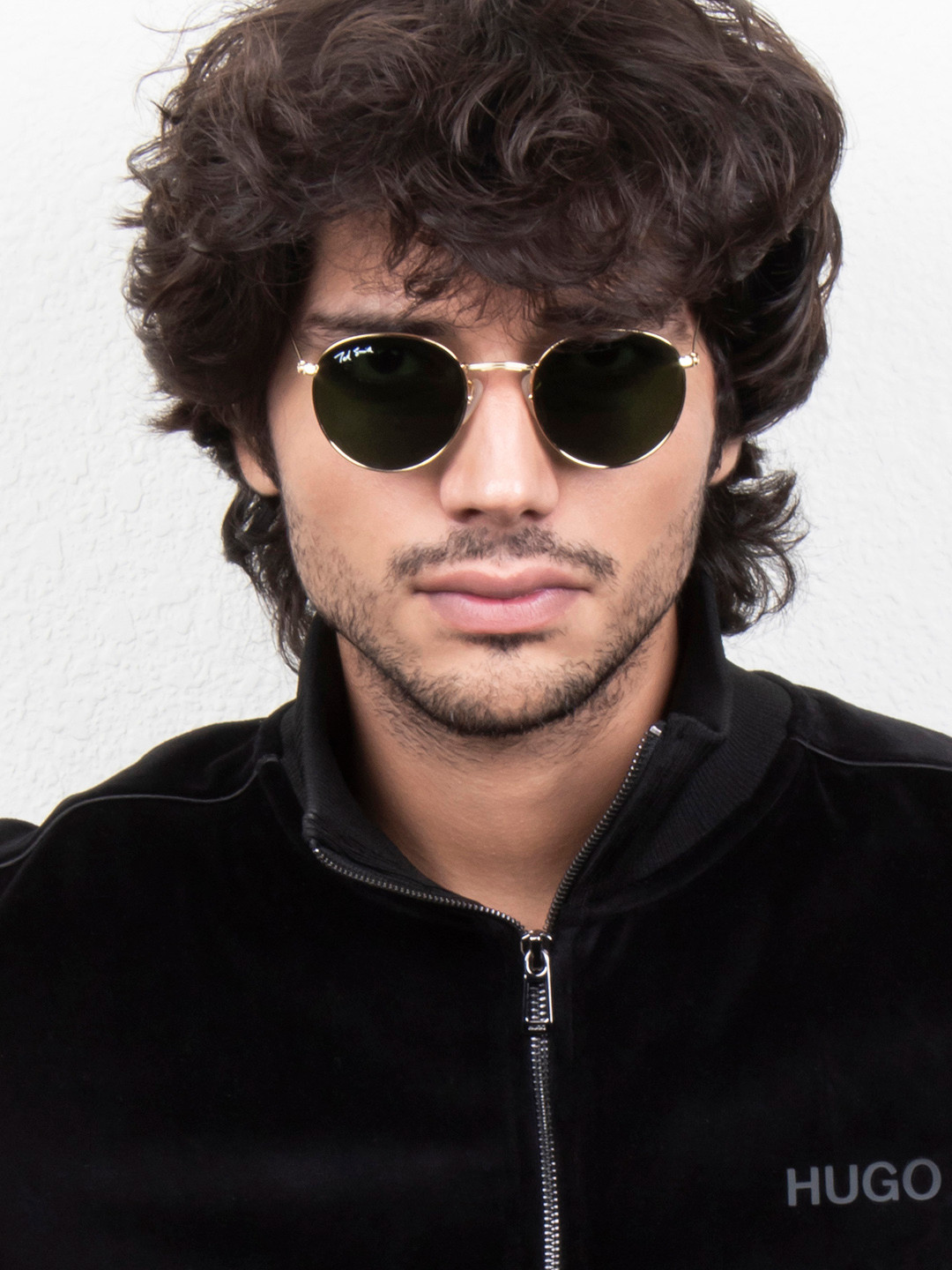 Ted Smith Unisex Green Lens & Gold-Toned Round Sunglasses with UV Protected Lens MOON_C19