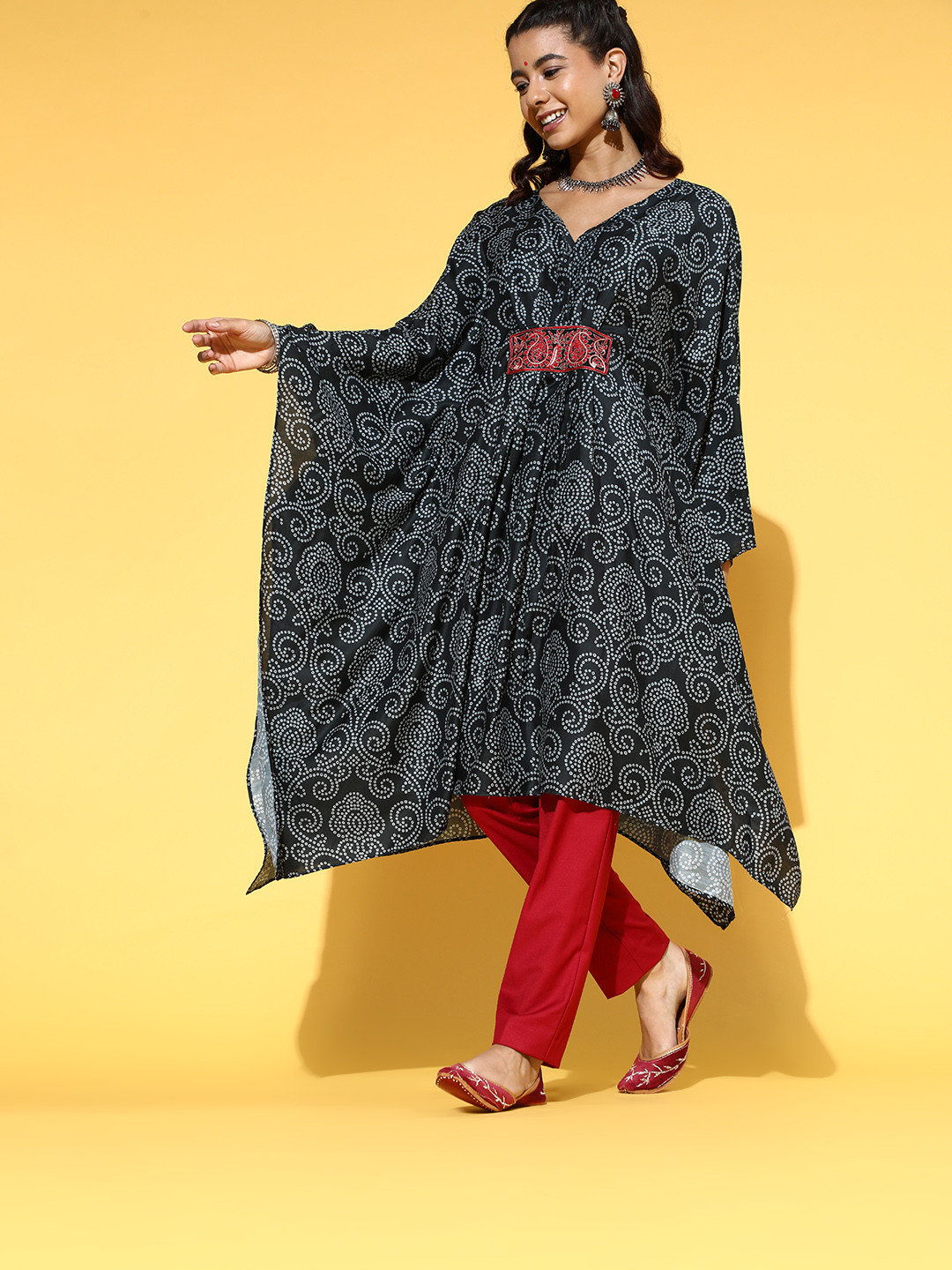 Varanga Stylish Black Silk Kaftan Kurta