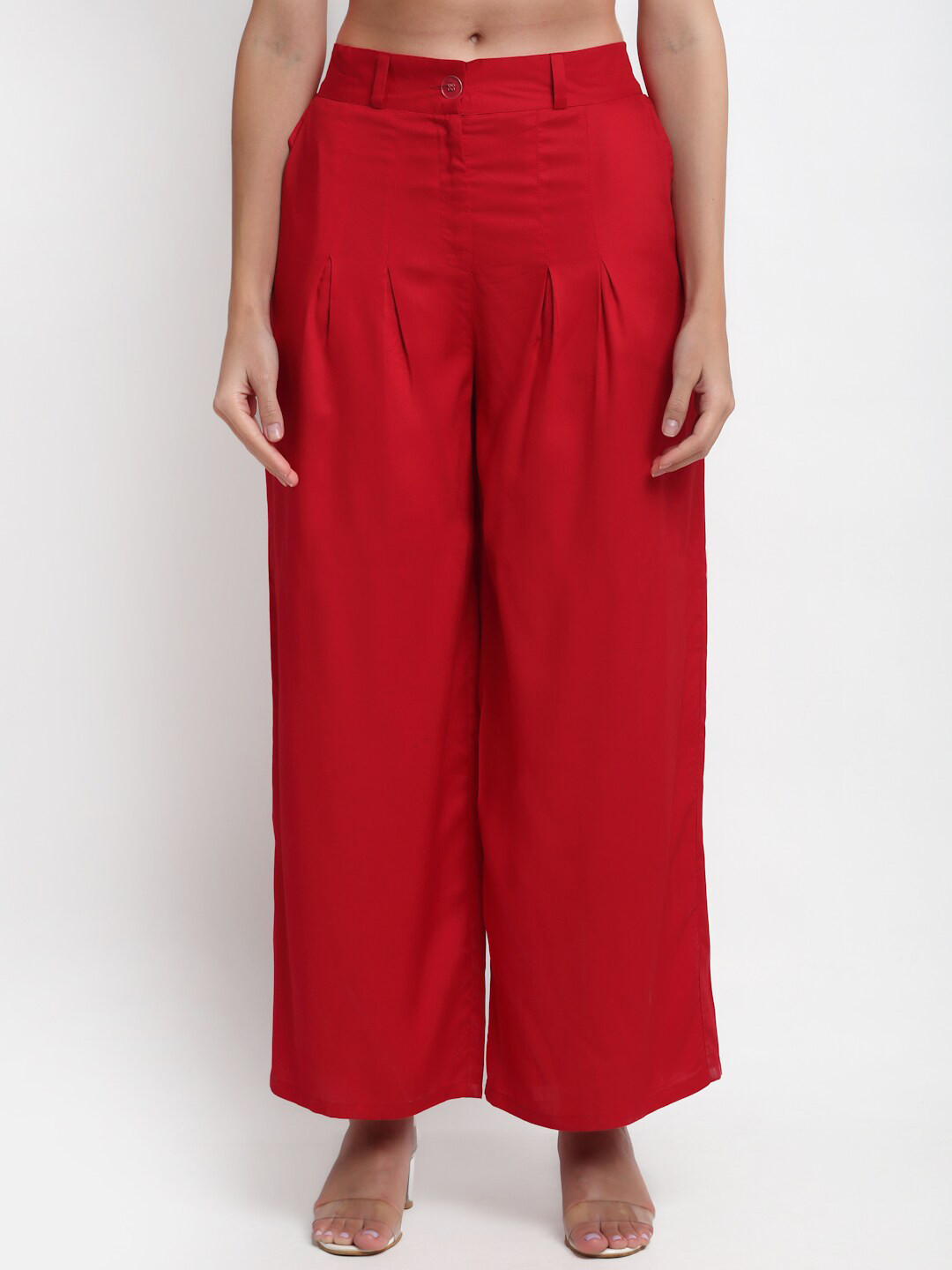 BLANC9 Women Red Knitted Palazzos