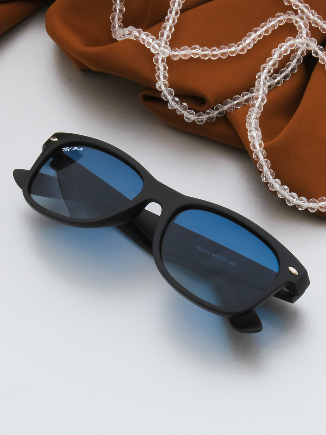 Ted Smith Unisex Blue Lens & Black Wayfarer Sunglasses with Polarised Lens SAILER_C1