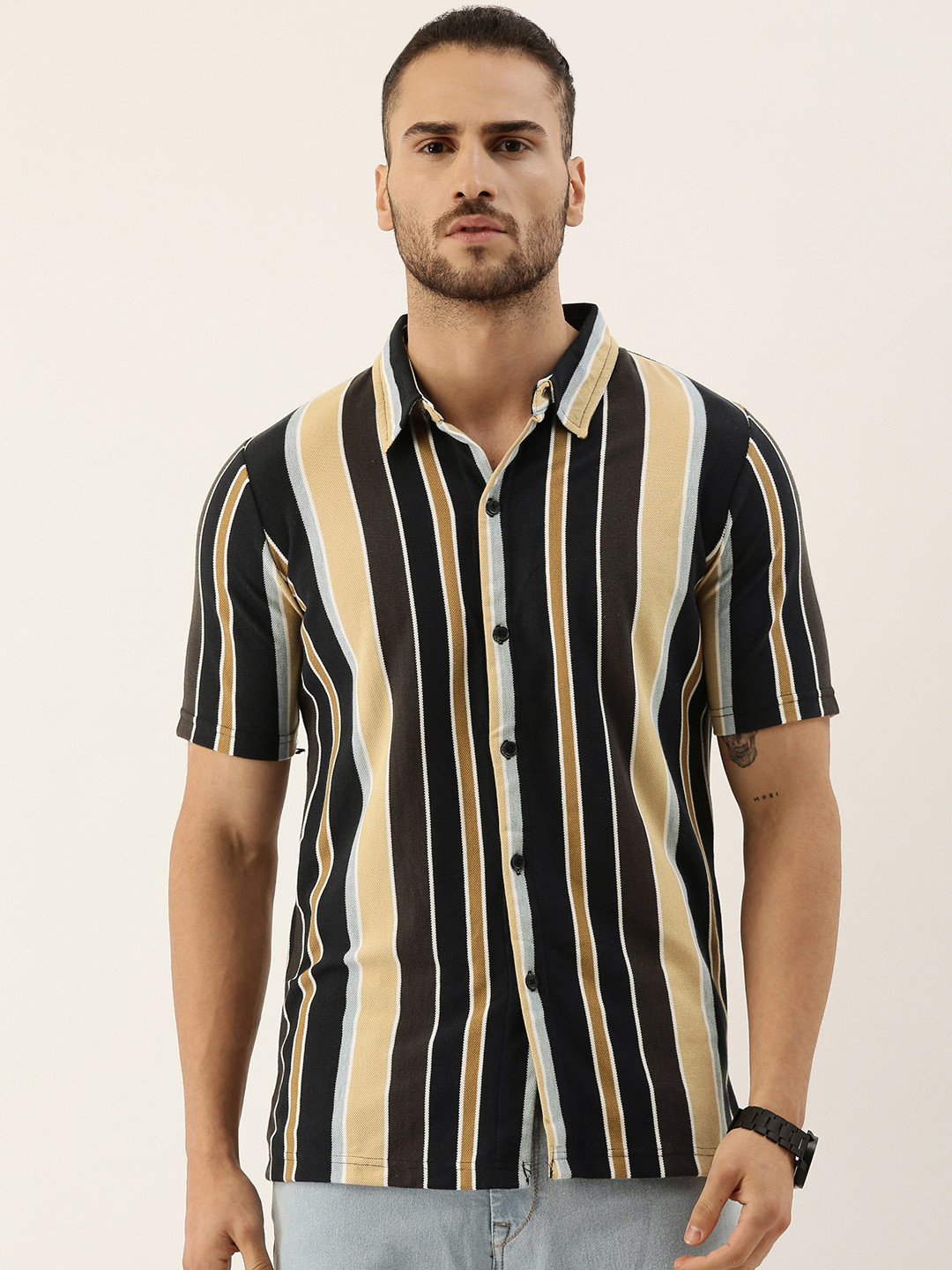 Campus Sutra Men Multicoloured Striped Casual Shirt