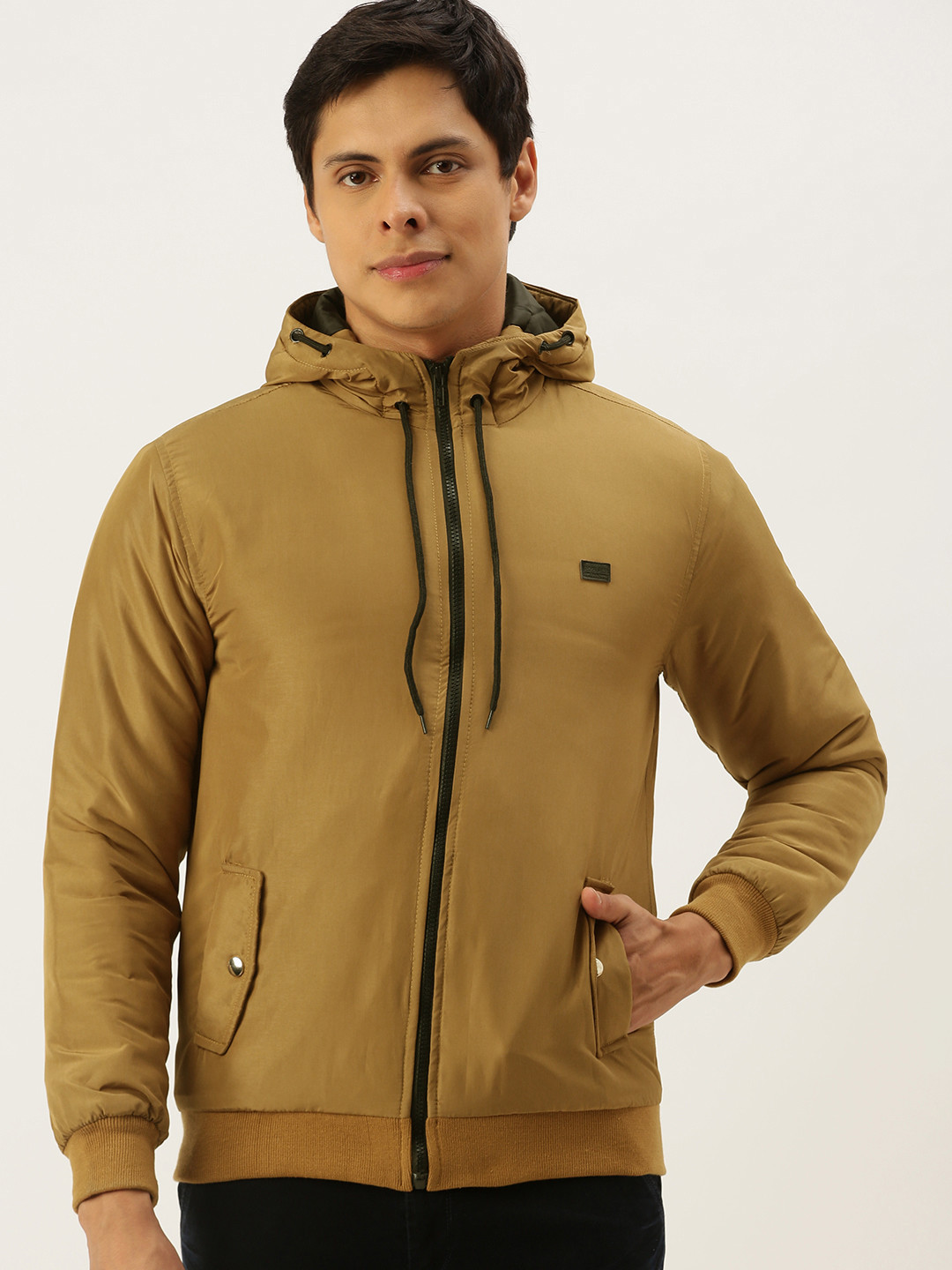 Campus Sutra Men Mustard Yellow Windcheater Outdoor Bomber Jacket