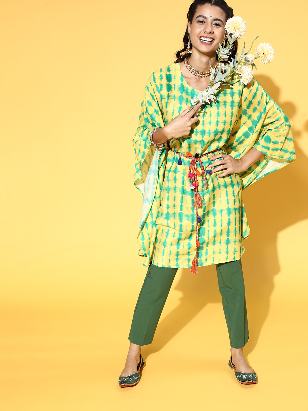 Varanga Bright Yellow Silk Kaftan Kurta