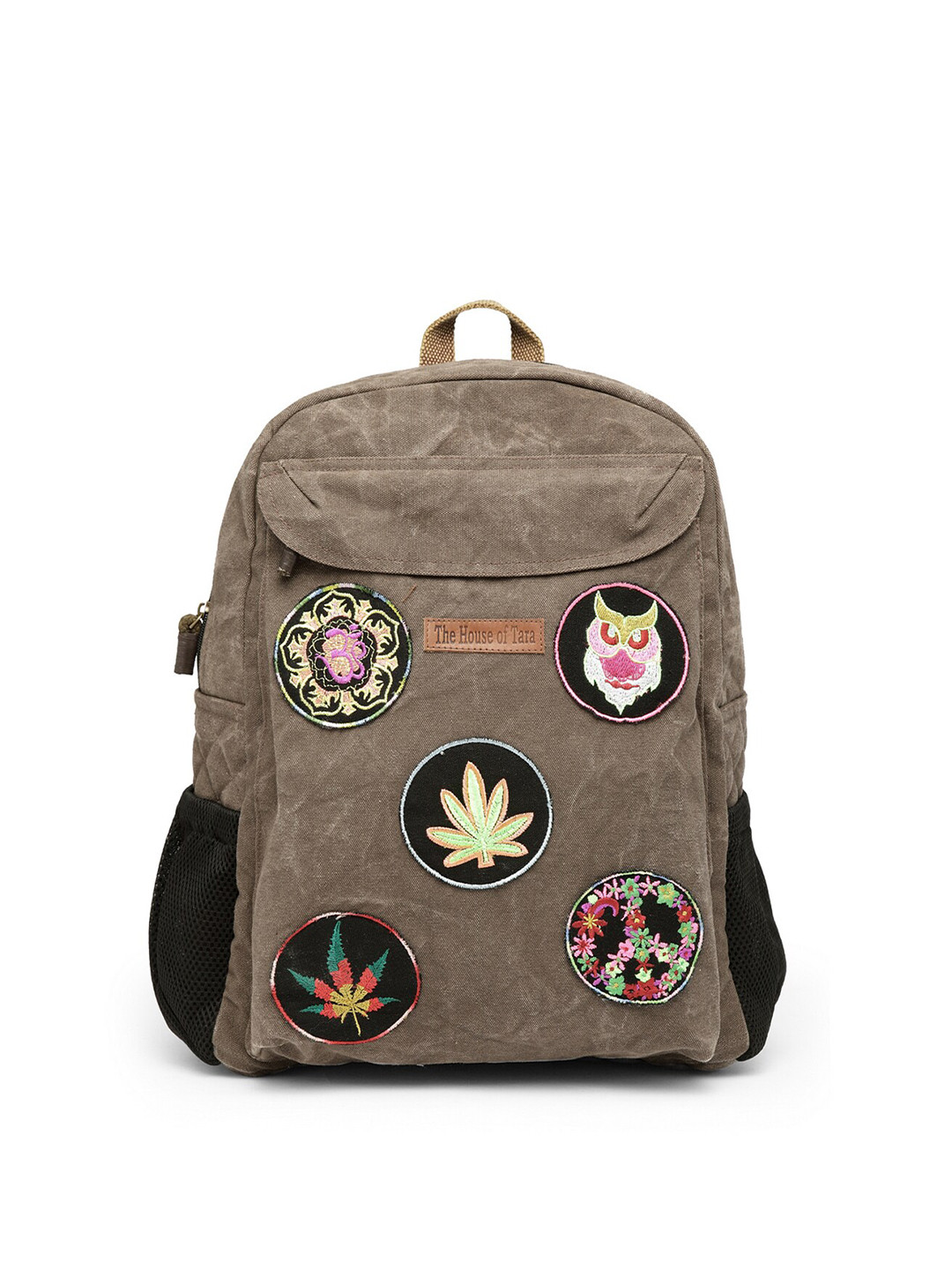 The House of Tara Unisex Brown & Black Applique Backpack