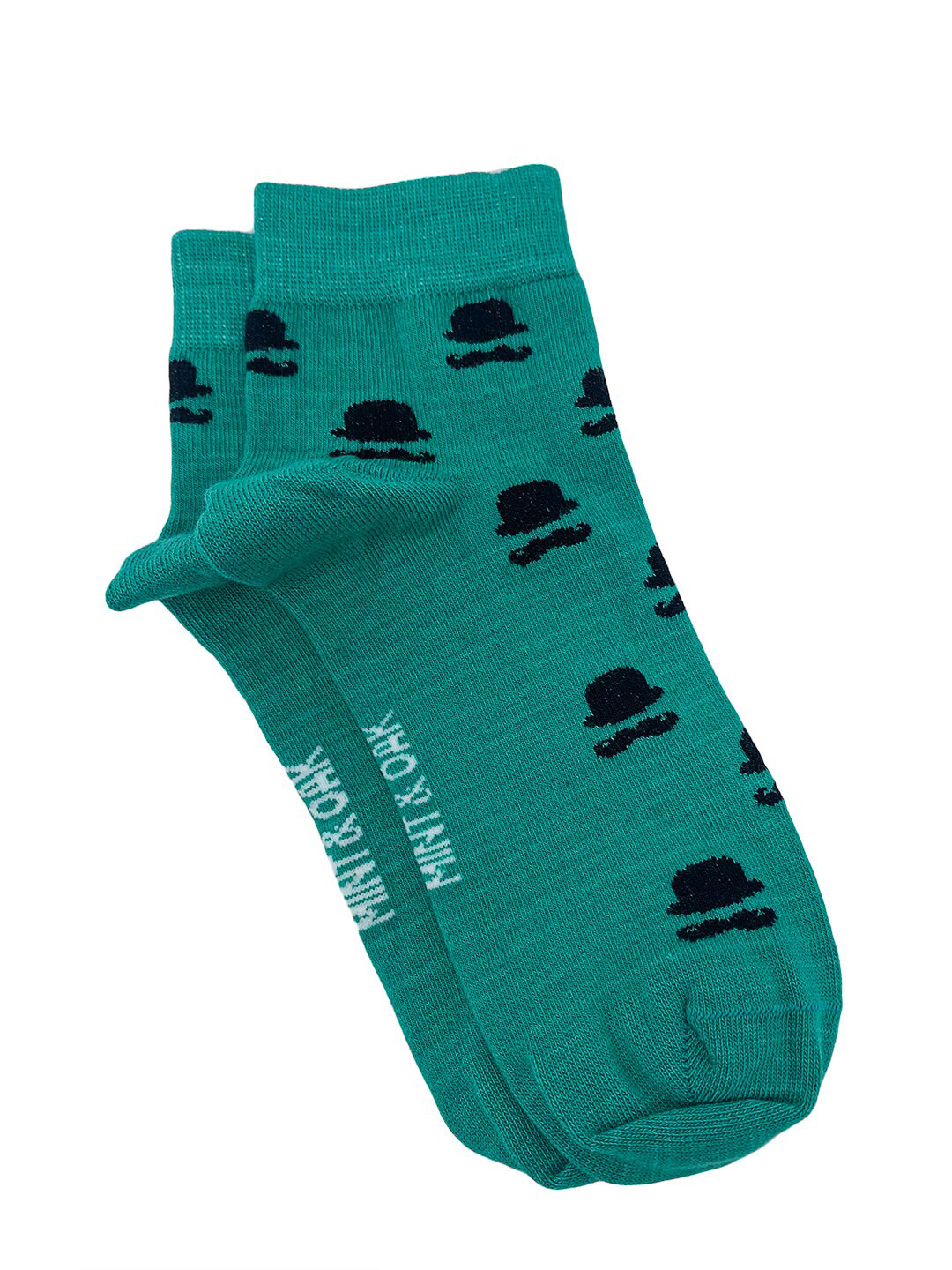 Mint & Oak Men Teal Green & Black Patterned Anti-Bacterial Ankle-Length Socks