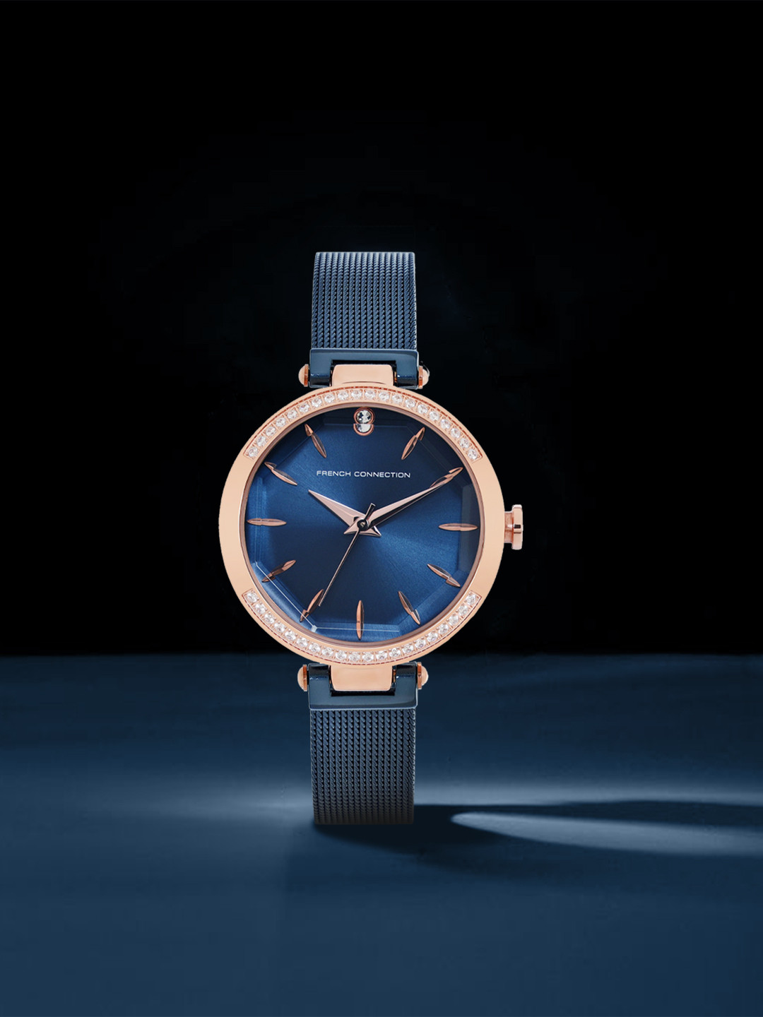 French Connection Women Blue Dial & Blue Metal Bracelet Style Straps Analogue Watch