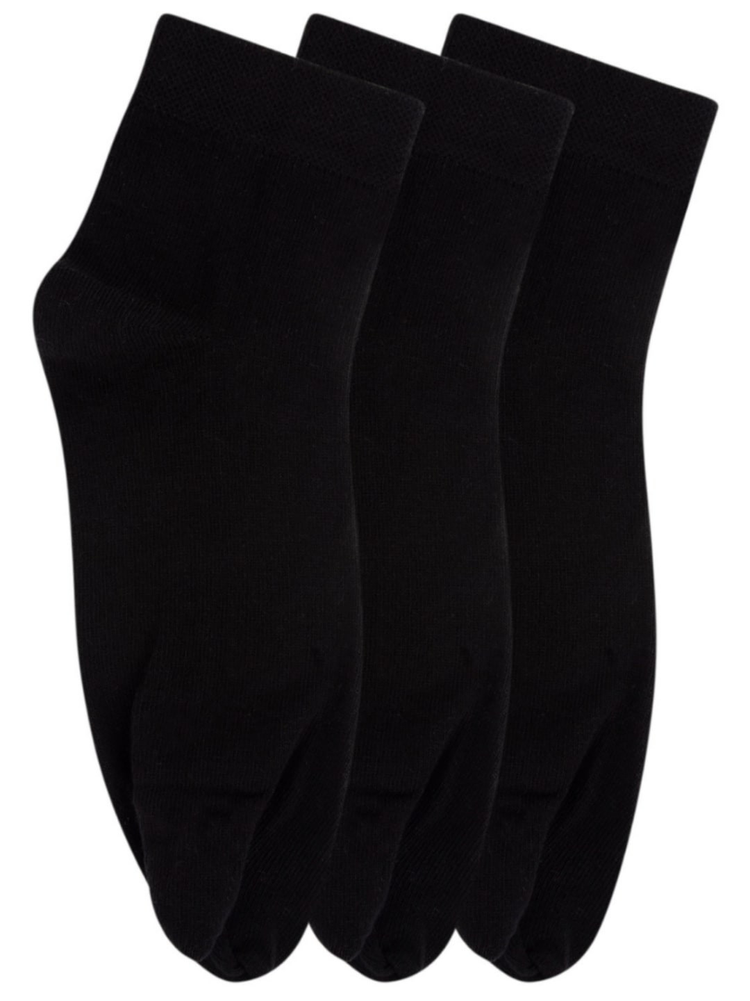 N2S NEXT2SKIN Women Pack Of 3 Black Solid Ankle-Length Combed Cotton Socks