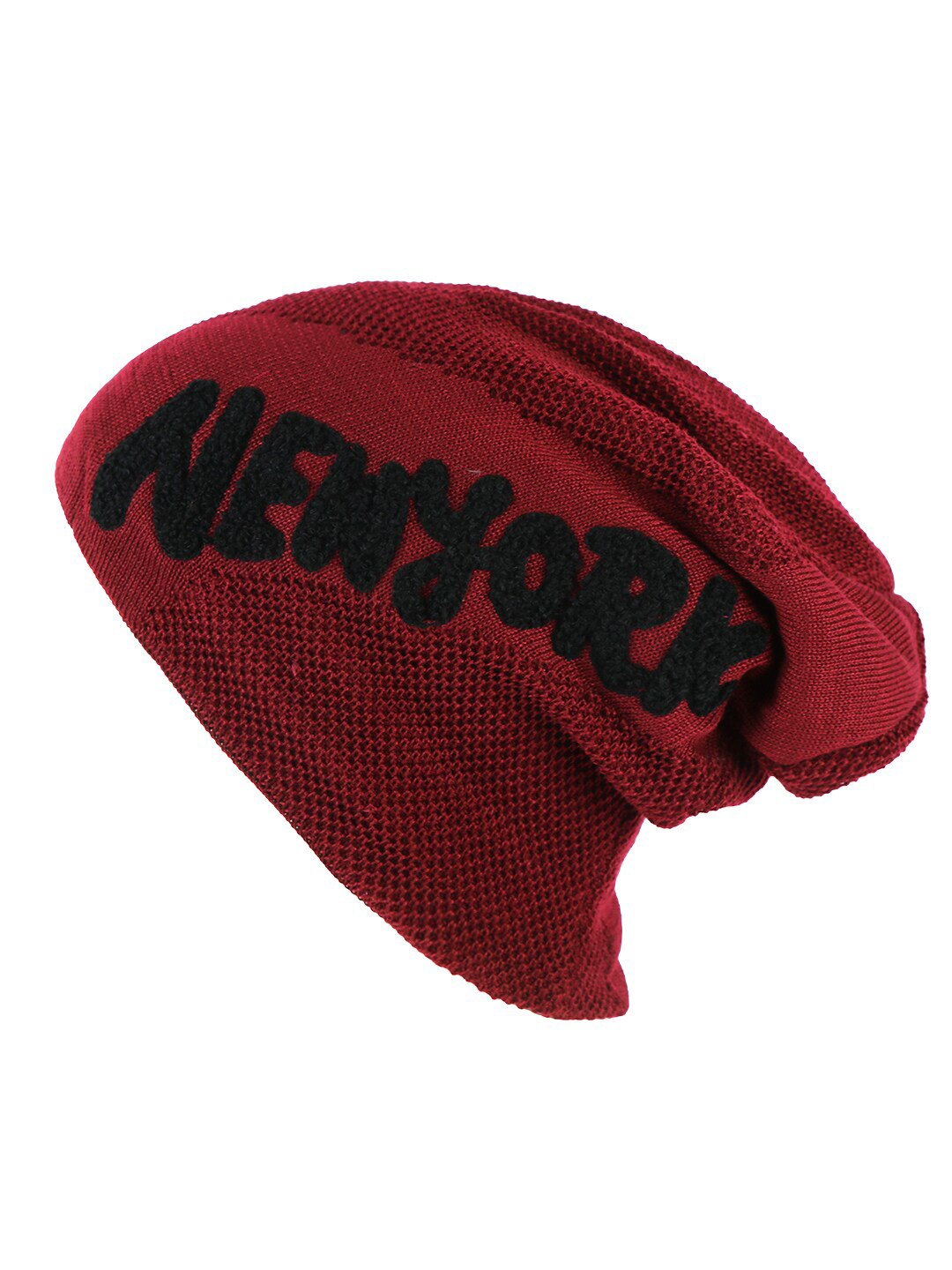 iSWEVEN Unisex Red & Black Beanie