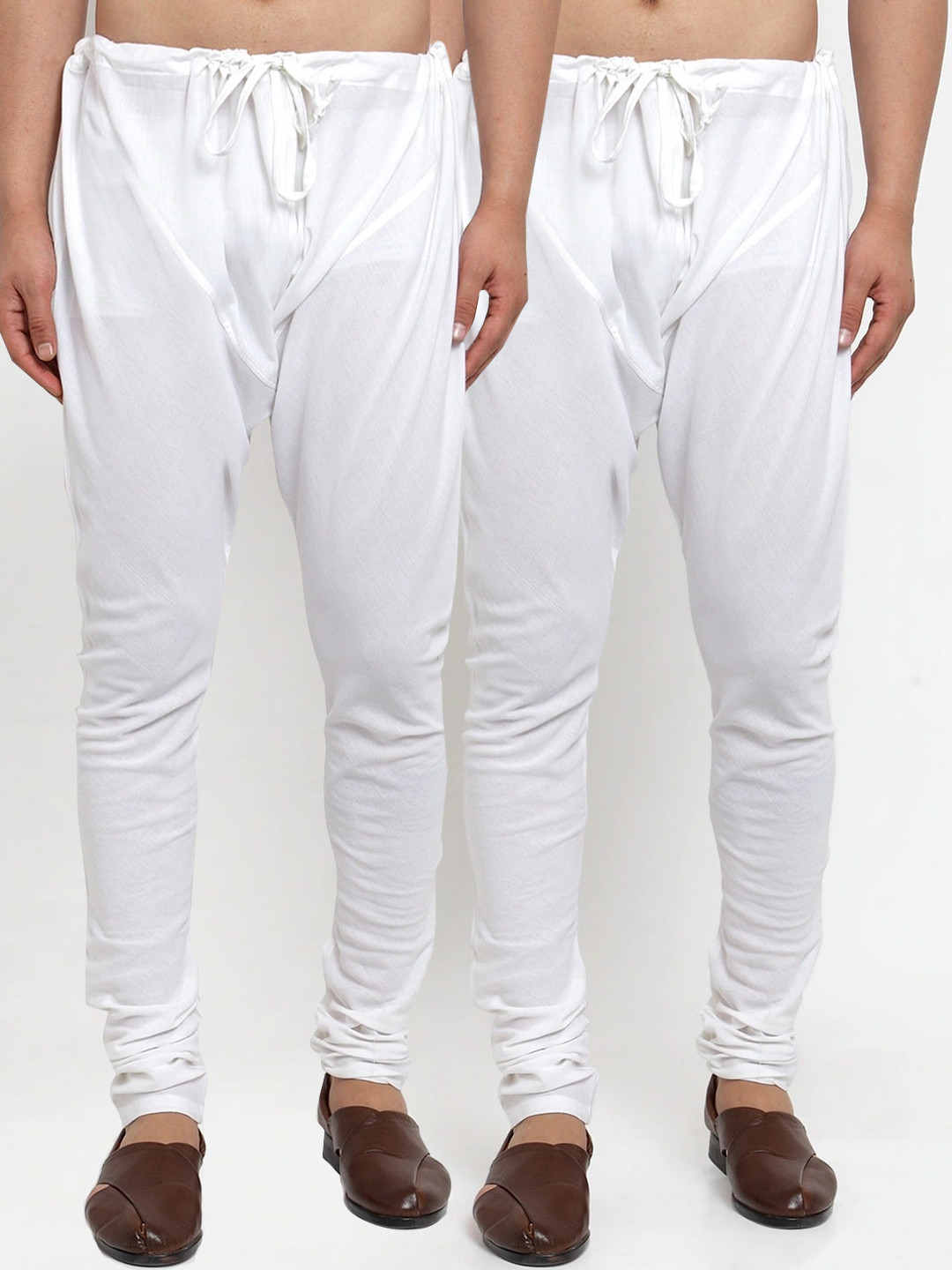 Klotthe Set of 2 Men White Solid Churidaar