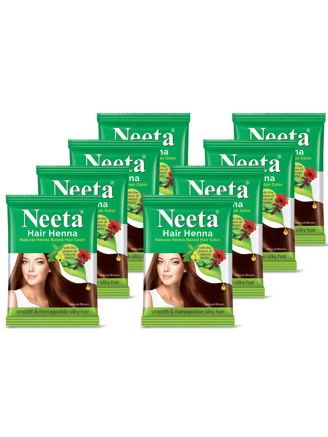 Neeta Set Of 8 Heena Grey Coverage 25g