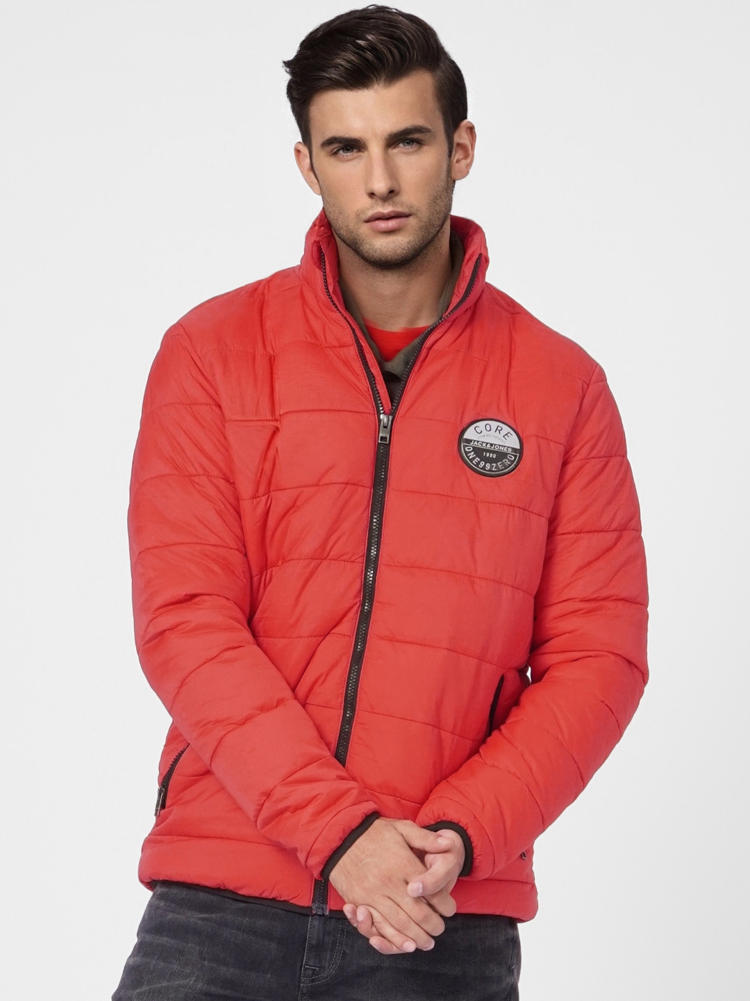 Jack and jones shop red puffer jacket