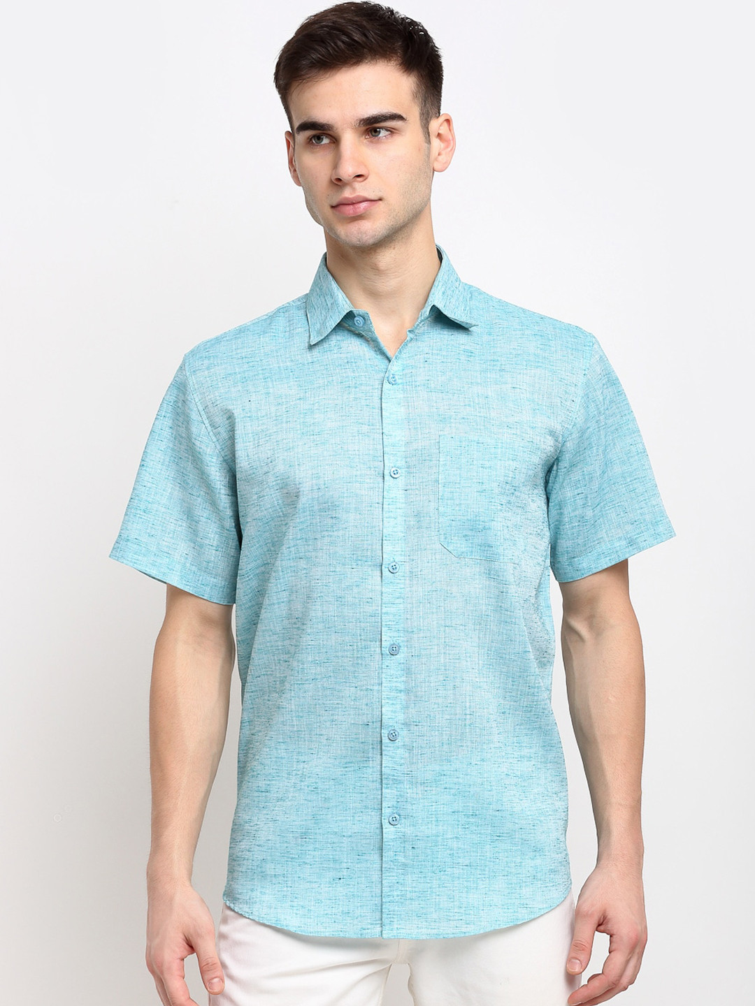 JAINISH Men Green Short Sleeves Casual Shirt