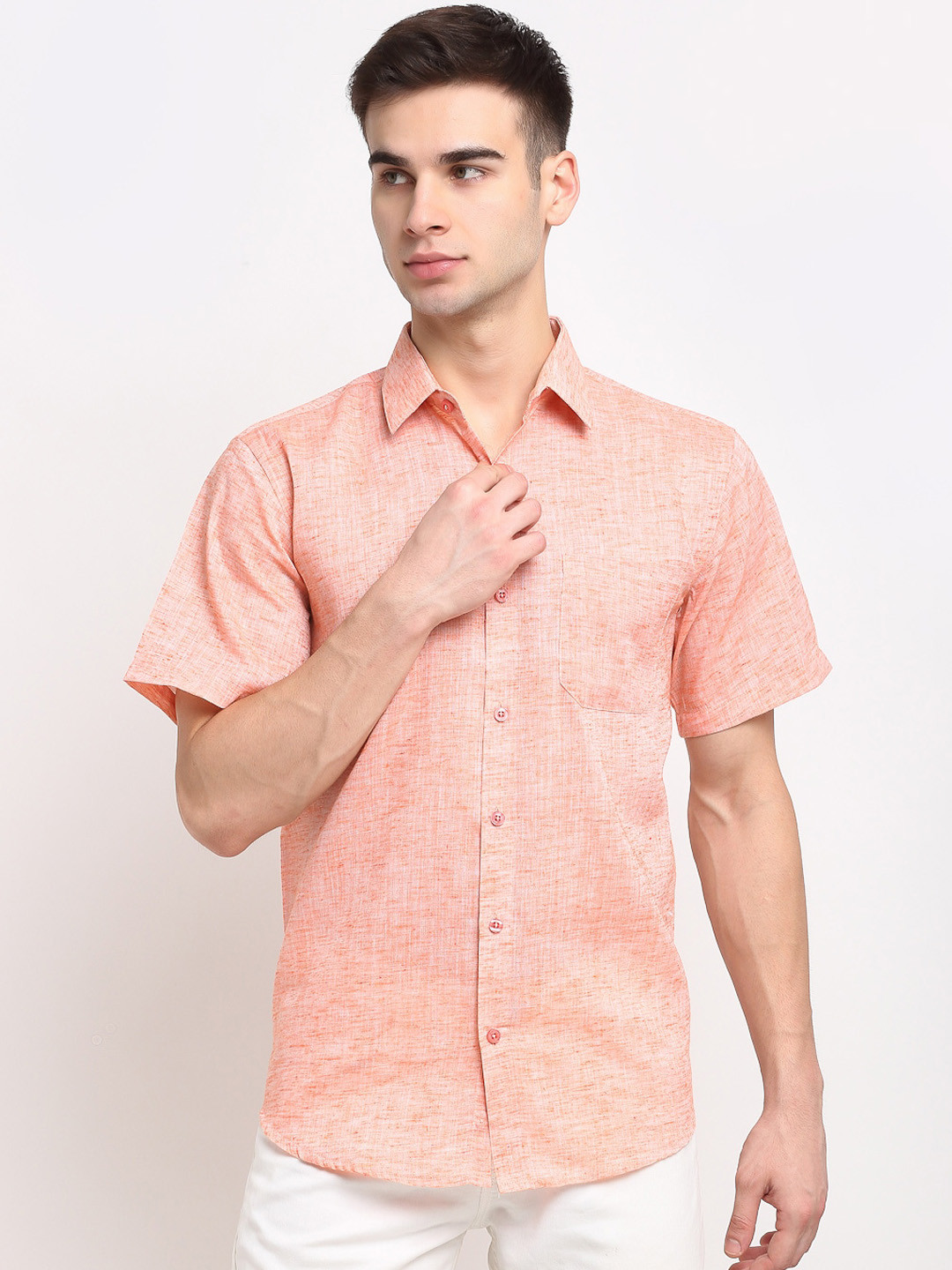 JAINISH Men Orange Short Sleeves Casual Shirt