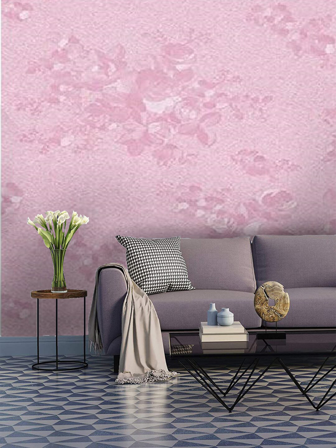 Jaamso Royals Pink Floral Self-Adhesive Waterproof Wallpaper