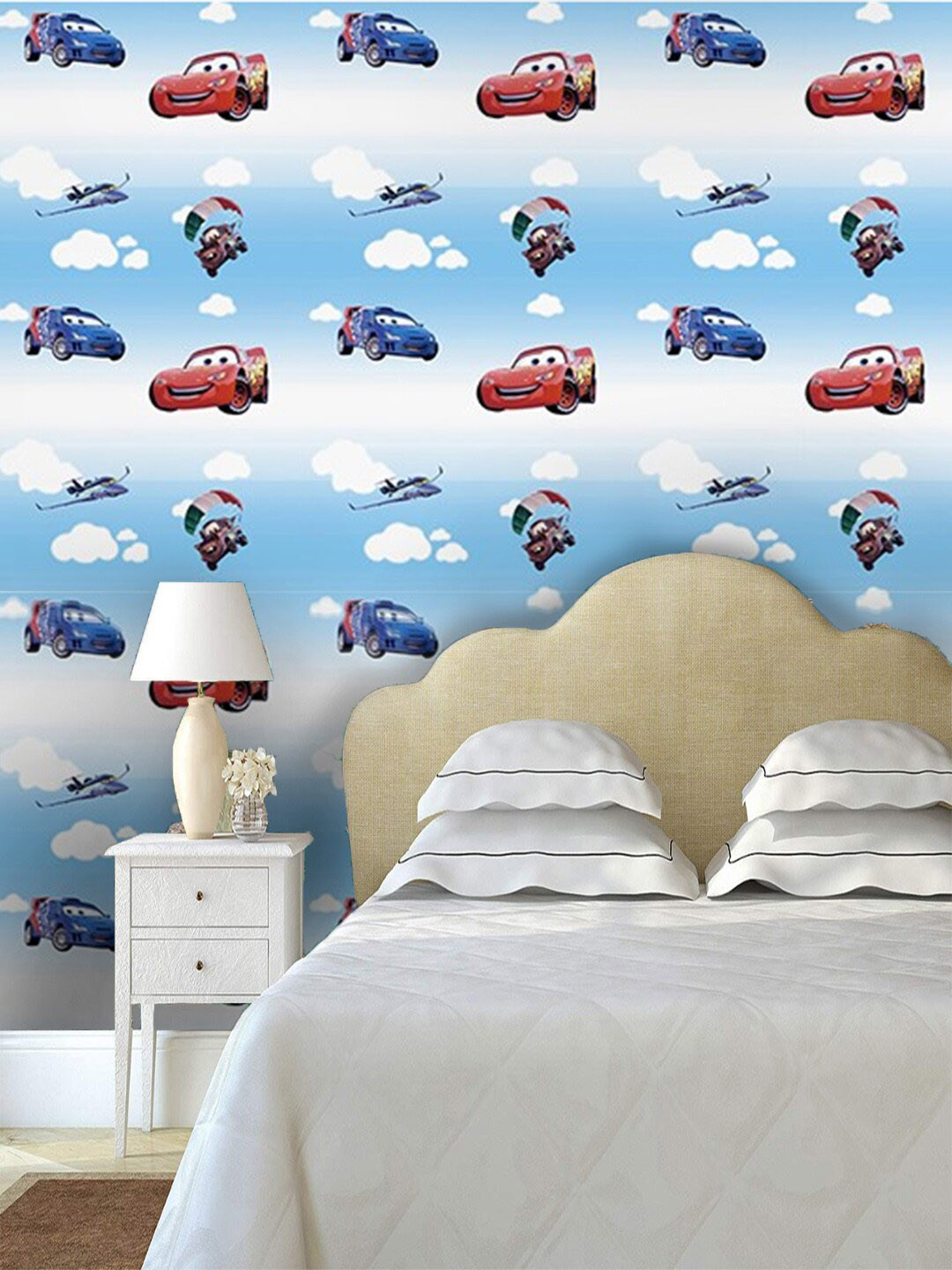 Jaamso Royals Blue Self-adhesive & Waterproof Cars Printed Wallpaper