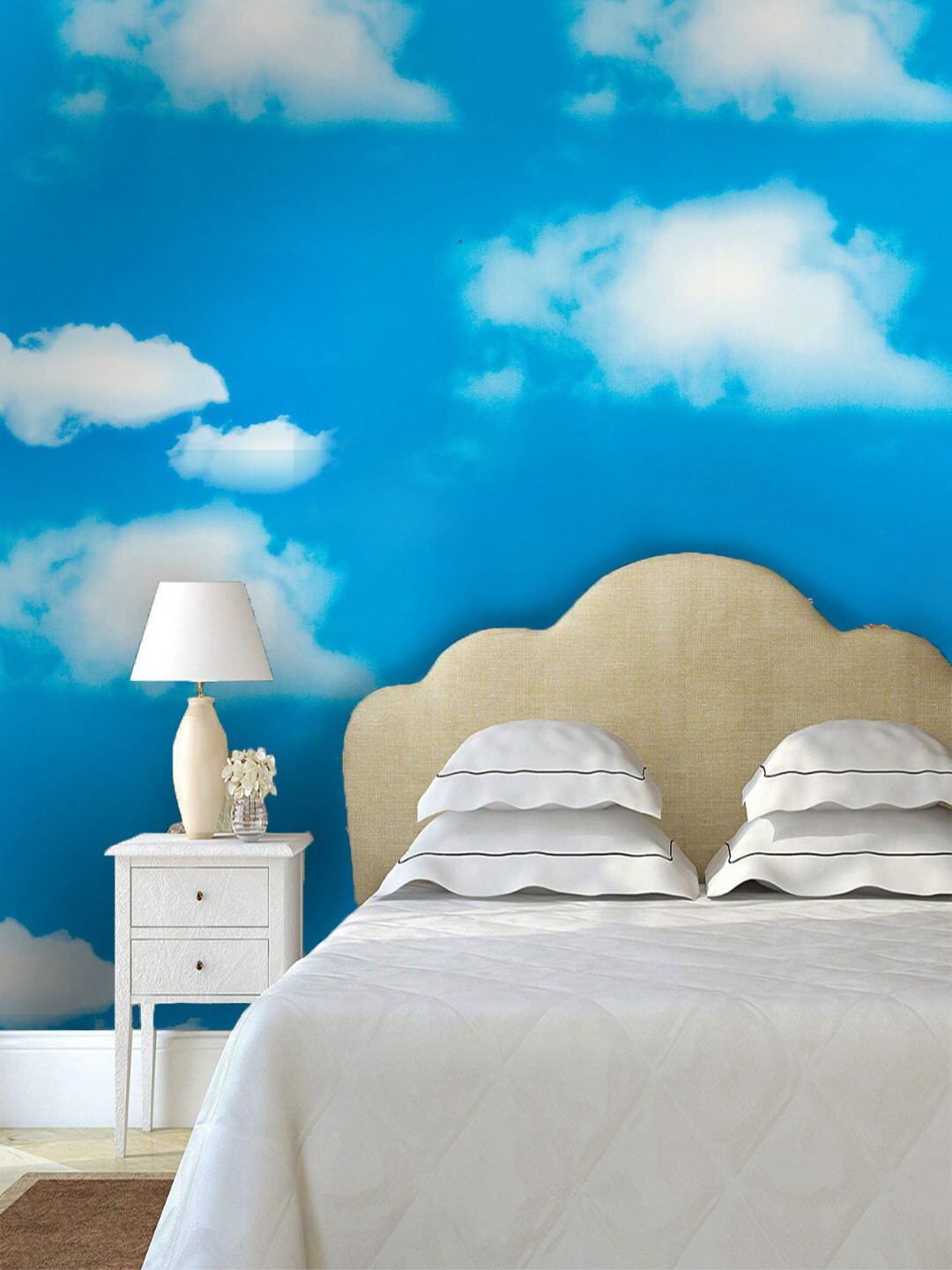 Jaamso Royals Blue & White Self-adhesive & Waterproof Sky Wallpaper