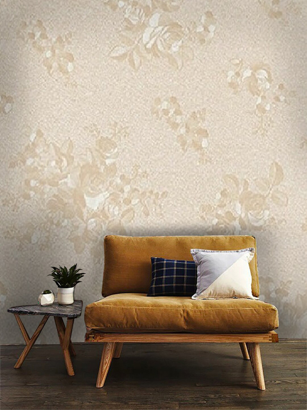 Jaamso Royals Cream-Coloured Self-adhesive & Waterproof Floral Wallpaper