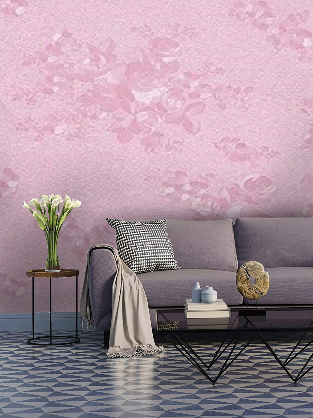 Jaamso Royals Pink Self-adhesive & Waterproof Floral Wallpaper